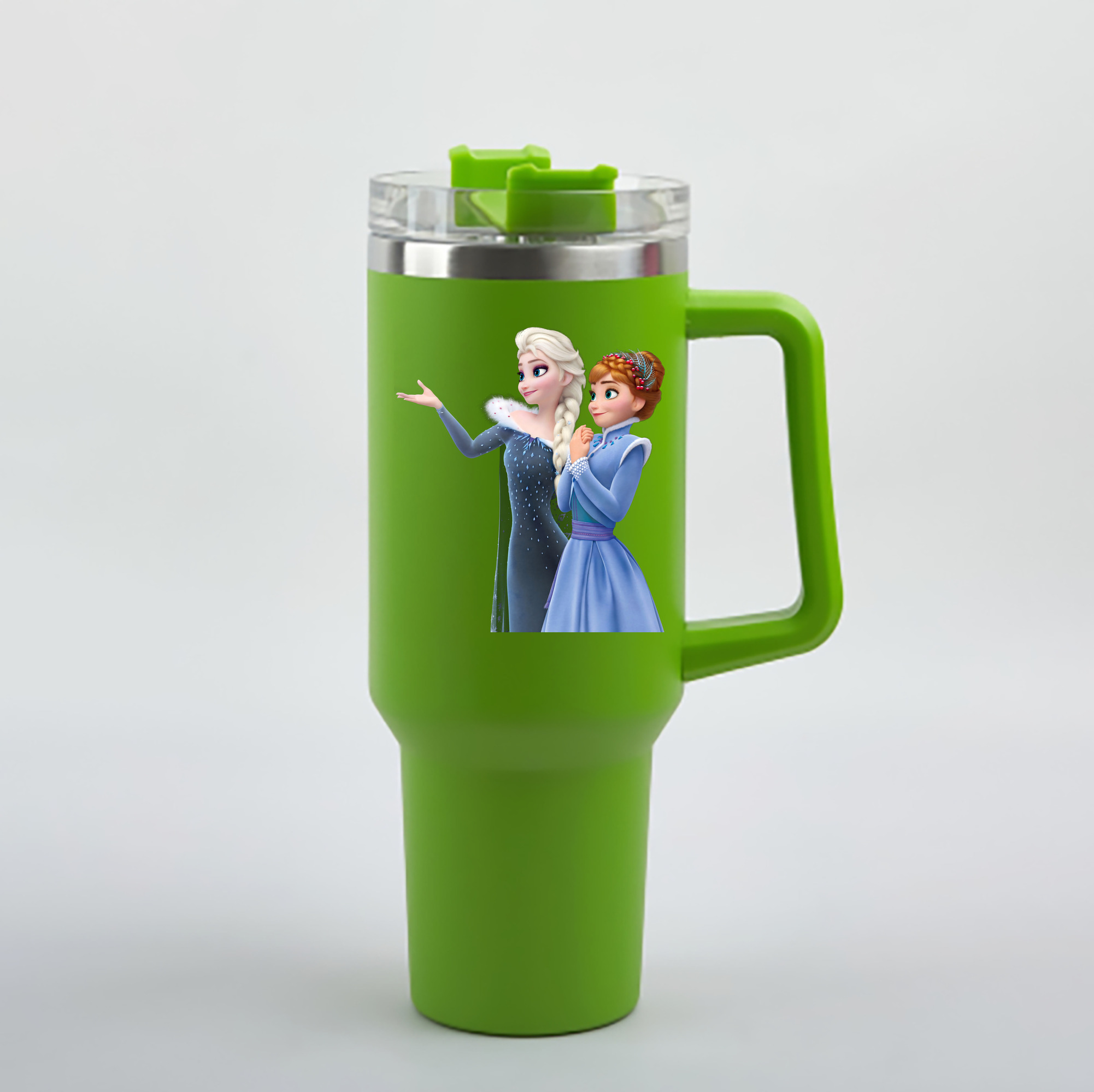 （画像用） アナと雪の女王 アンナ エルサ Frozen Anna Elsa 1200mL車用タンブラー - クリスタルステッカー（プラスチックストロー付き）